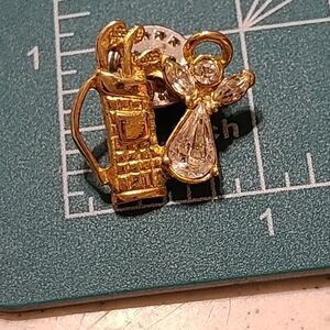 Gold and Silver Angel Brooch With Golf bag
